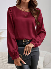 EMERY ROSE Long Sleeve Shirt,Women's Round-Neck Long-Sleeve Elegant Pink Shirt